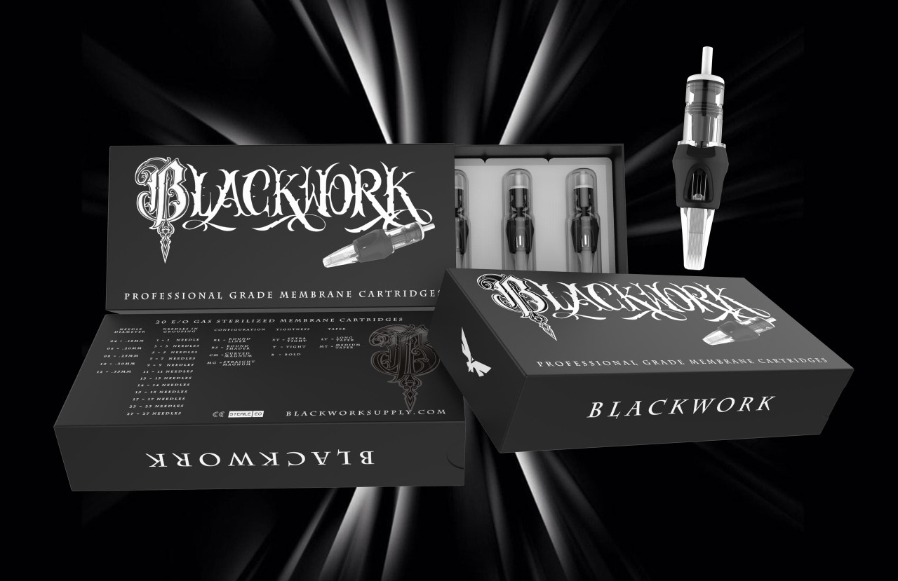 BLACKWORK CARTRIDGES- 12/11-CM-LT (CURVED MAG)(LONG TAPER)(CARTRIDGE NEEDLES)