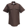 Men's Command 100% Polyester Short Sleeve Shirt with Zipper - Brown