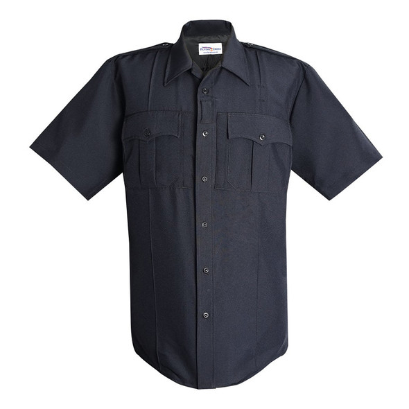 Men's 100% Polyester Short Sleeve Shirt with Zipper - LAPD Navy