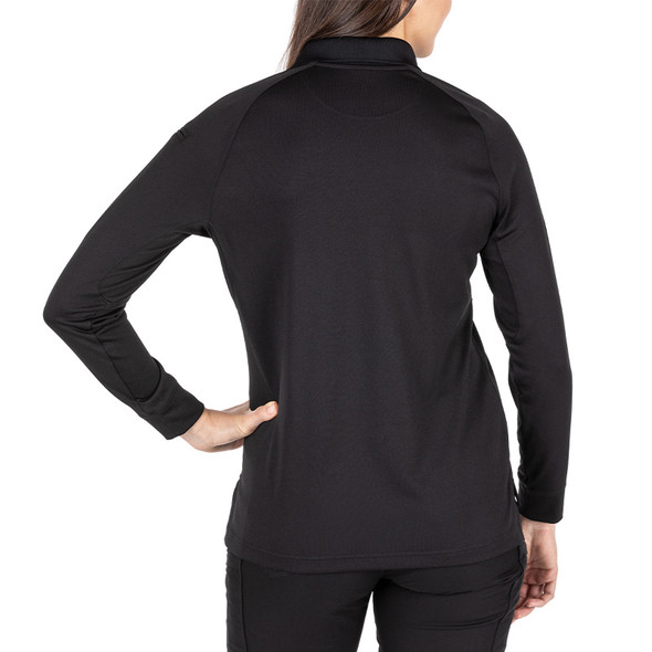 Women's Performance Long Sleeve Polo - Black (back)