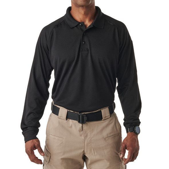 Performance Long Sleeve Polo - Black (front)