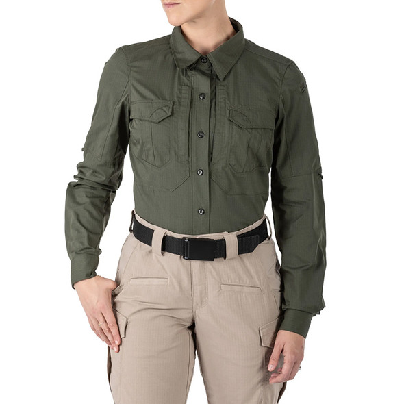 Women's Stryke Long Sleeve Shirt - TDU Green (front)