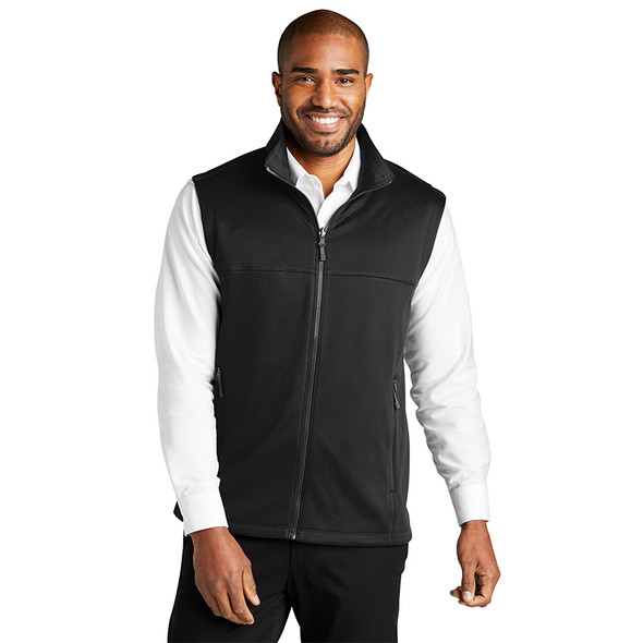 Men's Collective Smooth Fleece Vest - Deep Black - Front