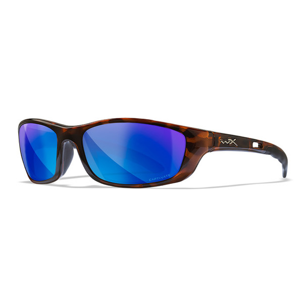 P-17 - CAPTIVATE™ Polarized Blue Mirror Lens + Gloss Demi Frame (angled)