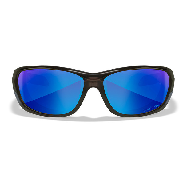 WX Gravity - CAPTIVATE™ Polarized Blue Mirror Lens + Black Crystal Frame (front)