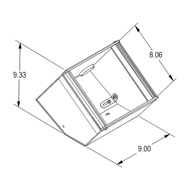 8" Angled Medium-Depth Universal Console (isoview drawing)