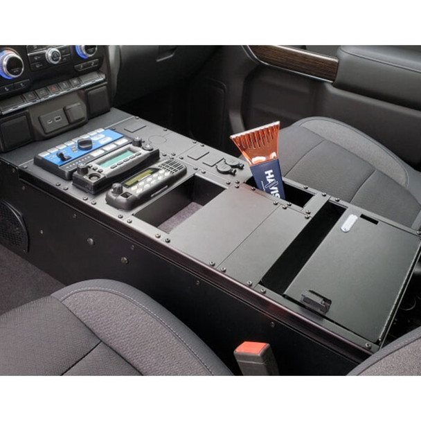 12.5″ Wide Flat 19″ Vehicle-Specific Console (C-VSW-1900-SILV-PM) (installed)