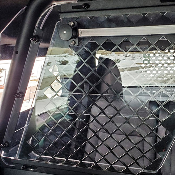 Passenger Partition with Large Mesh Window for 2020+ Ford Interceptor Utility - Installed (2)