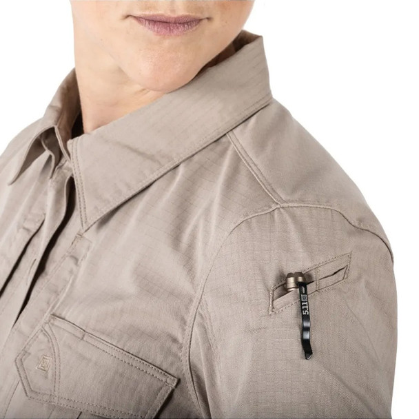 Women's Stryke Short Sleeve Shirt - Khaki (shoulder pen pocket)