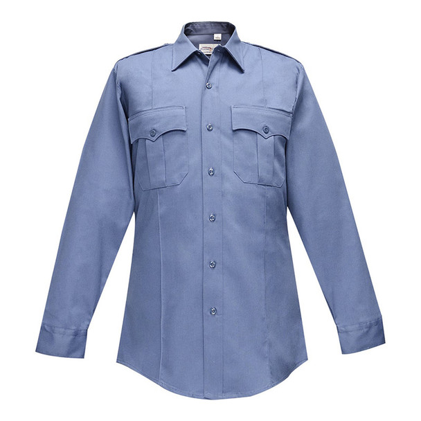Men's Duro Poplin 65% Poly / 35% Cotton Long Sleeve Shirt - Marine Blue