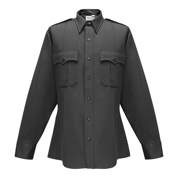 Men's Command 100% Polyester Long Sleeve Shirt with Zipper - Black