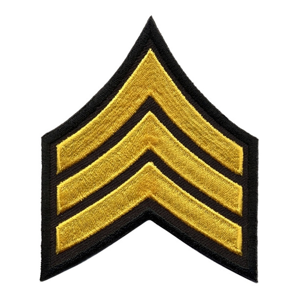 SGT Chevrons, Medium Gold/Black, 3" Wide (Pair)