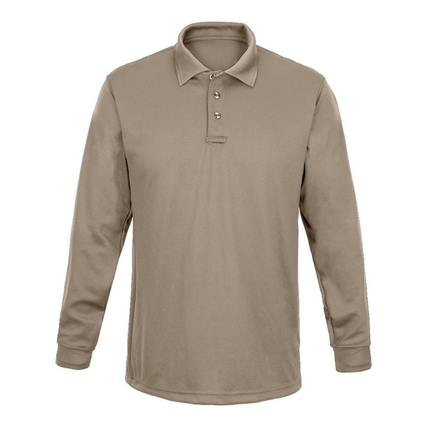 Men's Long Sleeve Impact Polo - Silver Tan