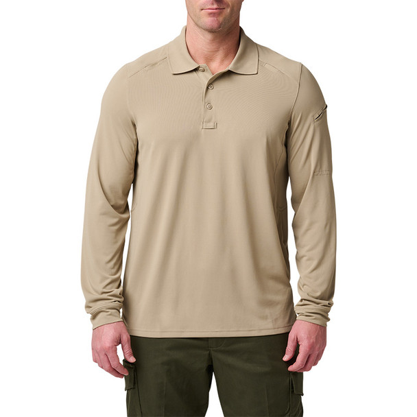 Helios Long Sleeve Polo Shirt - Silver Tan