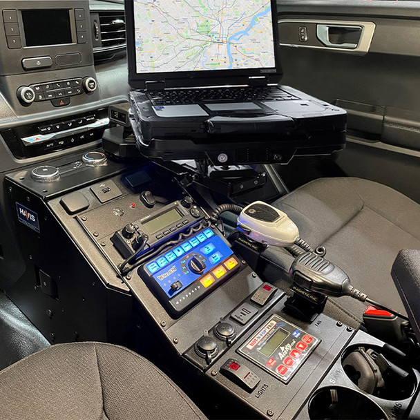 Vehicle-Specific 22" Angled Console for 2020+ Ford Interceptor Utility - Installed Vehicle-Specific 22" Angled Console for 2020+ Ford Interceptor Utility - Installed