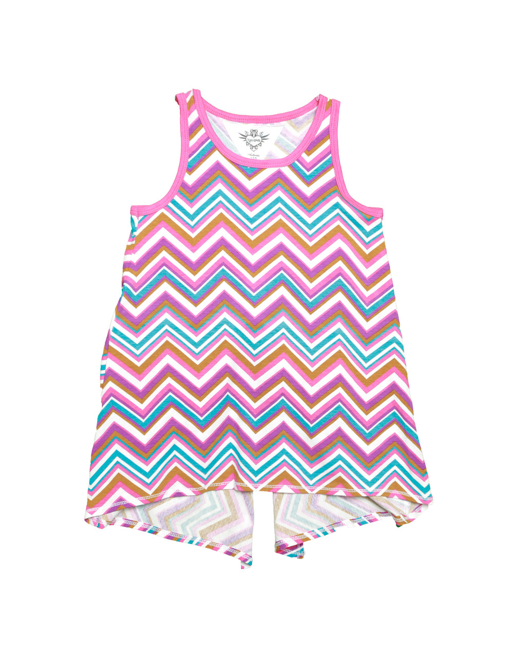 GIRLS CHEVRON PRINT KNOTTED BACK SWING TANK - T2Love, Inc.