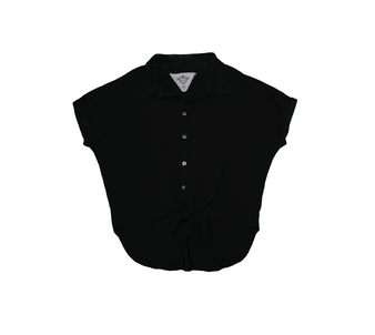 BLACK SHORT SLEEVE BUTTON FRONT WIDE SHIRT