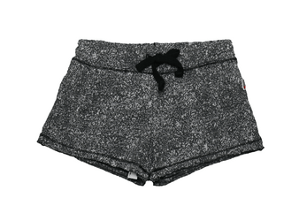 BLACK HEATHER RAW EDGE SHORTS WITH BACK POCKET