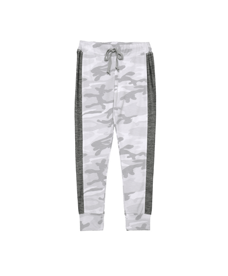 WHITE CAMO PRINT CONTRAST SPORTS PANTS