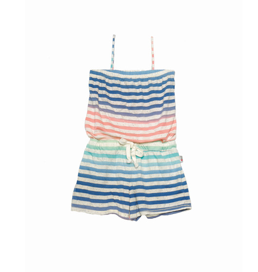MULTI STRIPES ROMPER WITH DRAWSTING