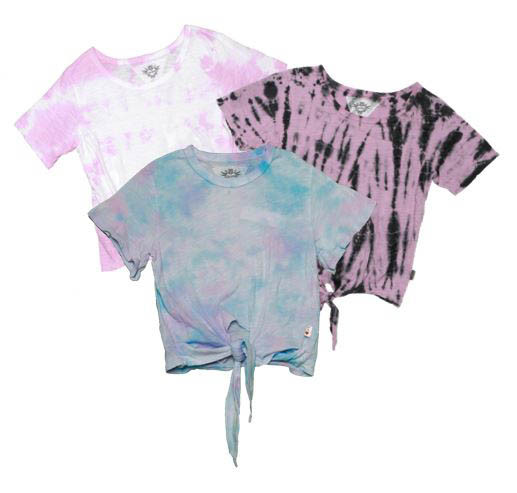 PINK BAMBOO PNB TIE DEY SHORT SLEEVE TIE FRONT TEE