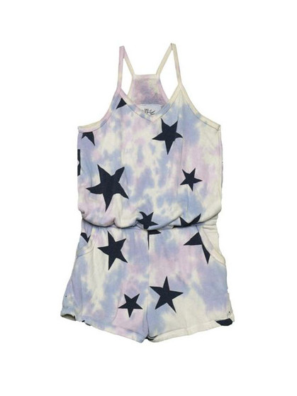 NBP TIE DYE NAVY STARS CAMI ROMPER WITH POCKET