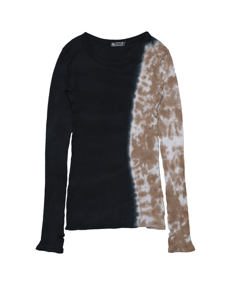 GRAHPITE MOCHA TIE DYE LONG SLEEVE THERMAL CREW WITH THUMBHOLES