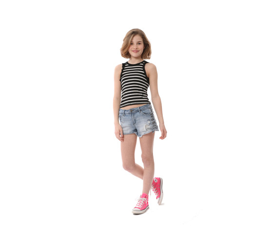 WHITE BLACK STRIPES RUFFLE HIGH NECK BABY TOP