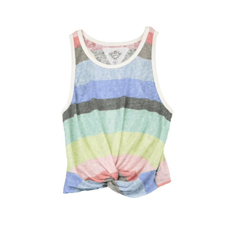 RAINBOW GIG STRIPES KNOTTED RACER BACK TANK 