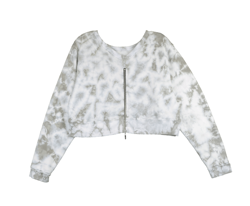 NATURAL & WHITE TIE DYE LONG SLEEVE CREW TOP - BACKVIEW