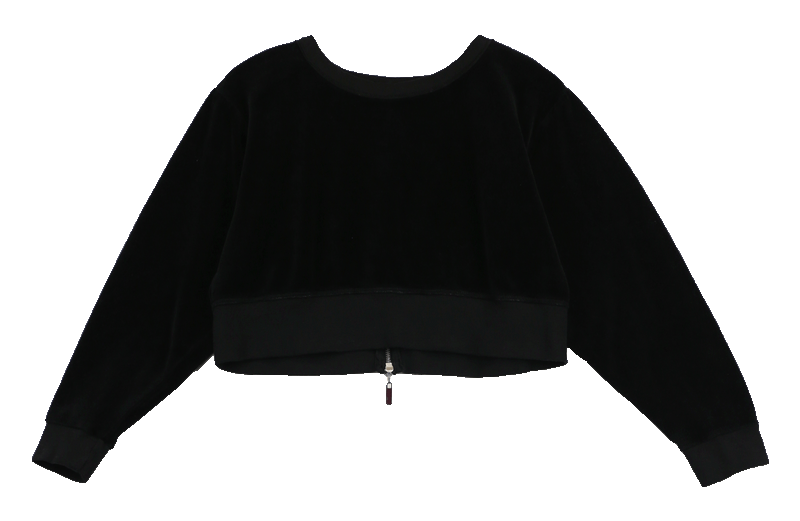 BLACK VELOUR LONG SLEEVE CREW TOP