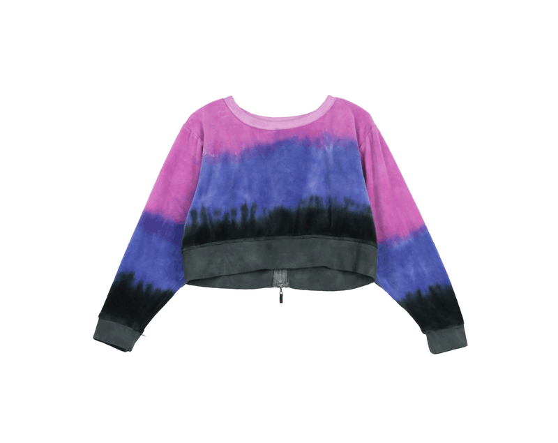 GIRLS VELOUR TIE DYE LONG SLEEVE CREW TOP