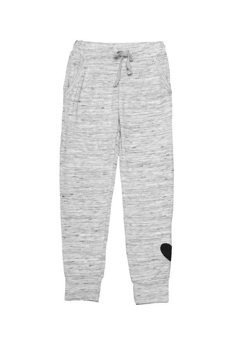 HEATHER GREY SLOUGH SWEAT PANTS WITH BACK POCKETS WITH BLACK HEART
