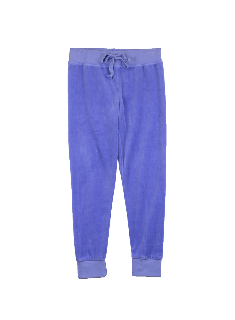 BRIGHT BLUE VELOUR TIGHT FIT SWEAT PANTS WITH CUFF