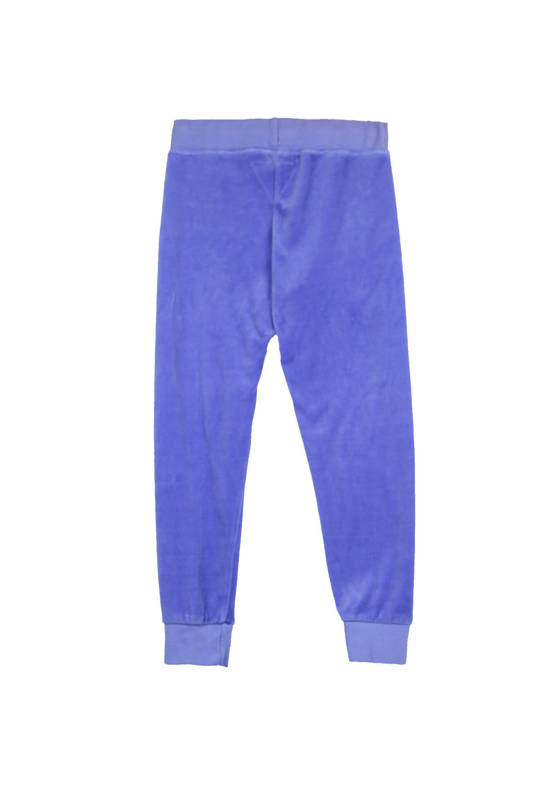 BRIGHT BLUE VELOUR TIGHT FIT SWEAT PANTS WITH CUFF - BACK VIEW