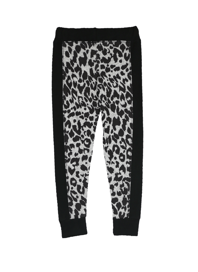 LEOPARD PRINT SKINNY HACCI PANTS WITH PANEL - BACK VIEW