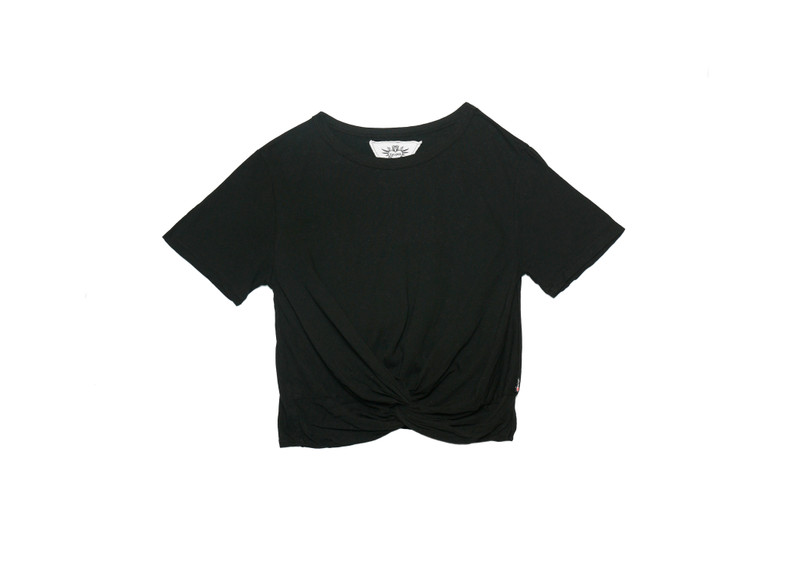 BLACK SHORT SLEEVE TIE KNOT TEE