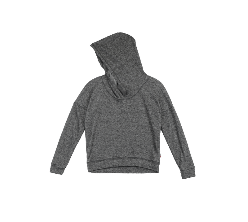 CHARCOAL GIRLS LONG SLEEVE RELAXED HOODED PULLOVER
