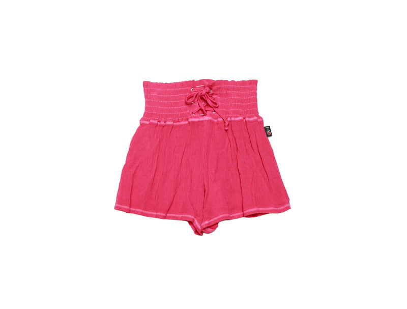 BRIGHT PINK TIE FRONT GAUZE SHORT