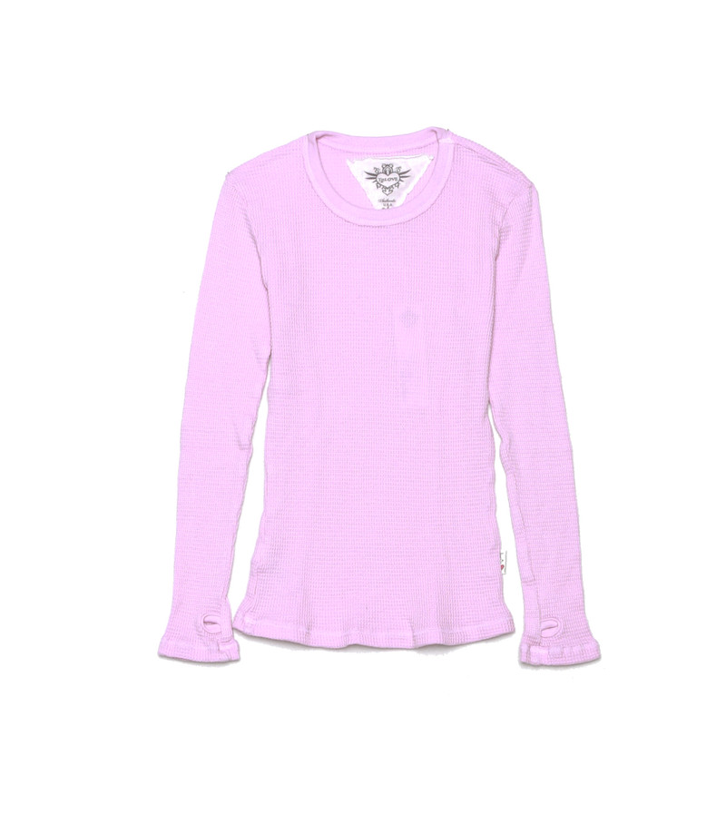 B PINK LONG SLEEVE THERMAL MODAL LYCRA CREW TOP WITH THUMBHOLE