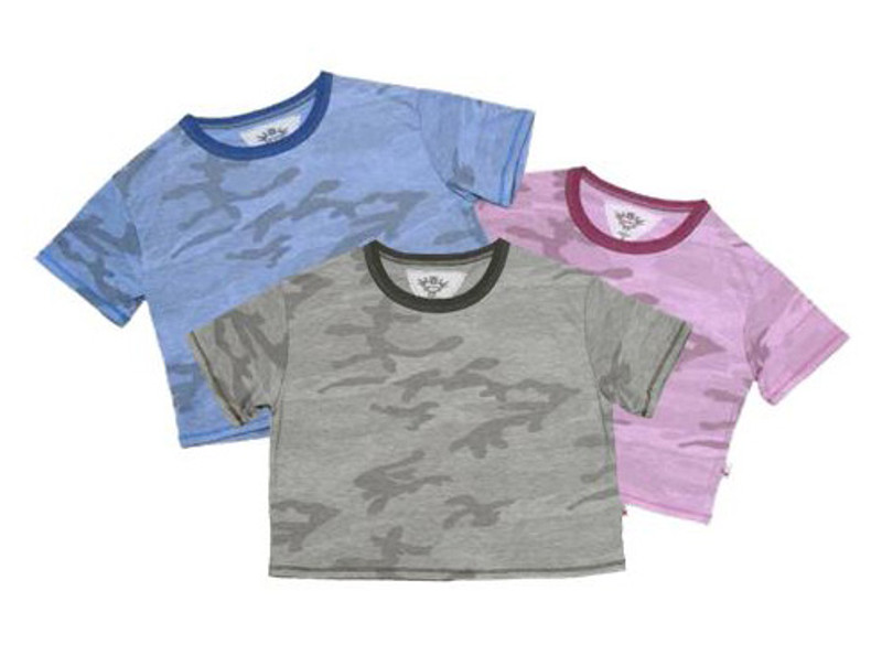 M. BLUE M. PINK OLIVE CAMO PRINT SHORT SLEEVE BOXY TEE