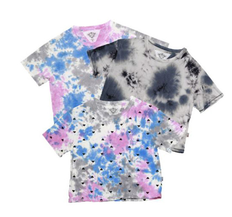 BGP CG TIE DYE BGP WITH MINI BLACK HEARTS SHORT SLEEVE BOXY TEE