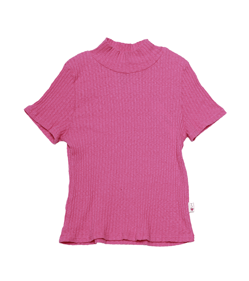 M PINK SHORT SLEEVE MOCKNECK TOP