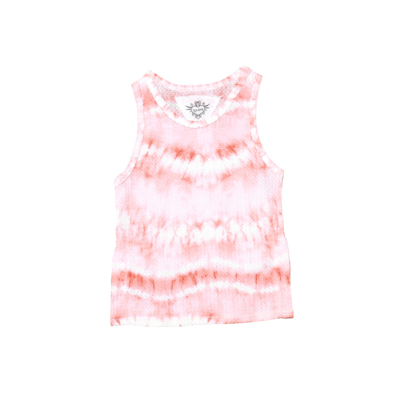 CORAL TIE DYE CROP TOP WITH SIDE TIES