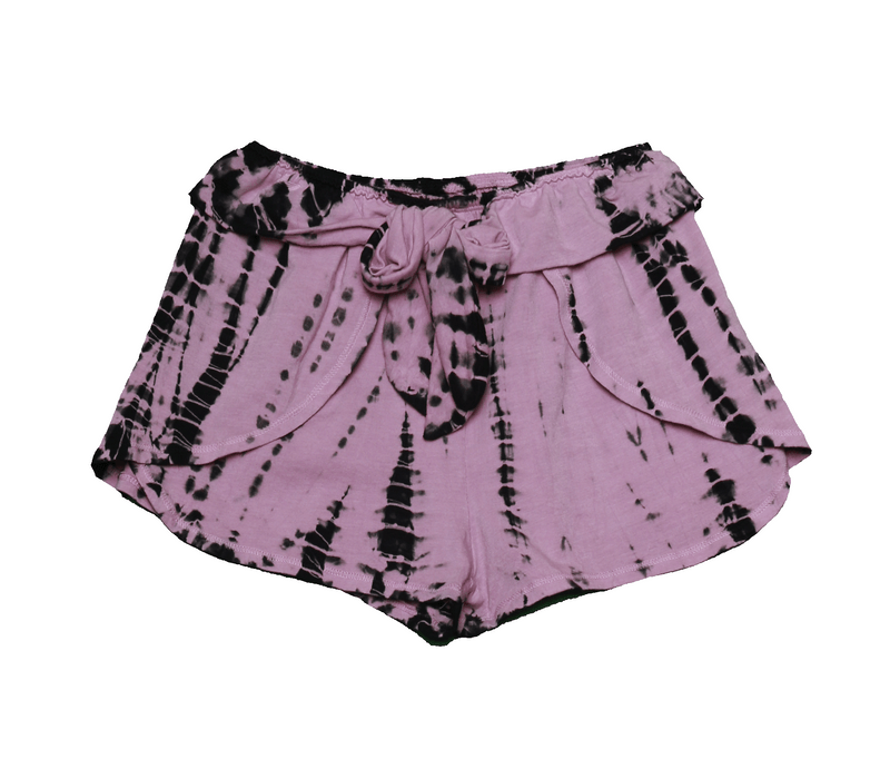 BAMBOO TIE DYE FRONT TIE SHORTS