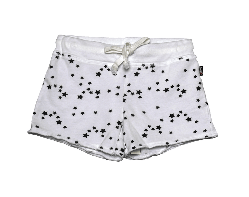 WHITE MINI STAR RAW SHORTS WITH BACK POCKET