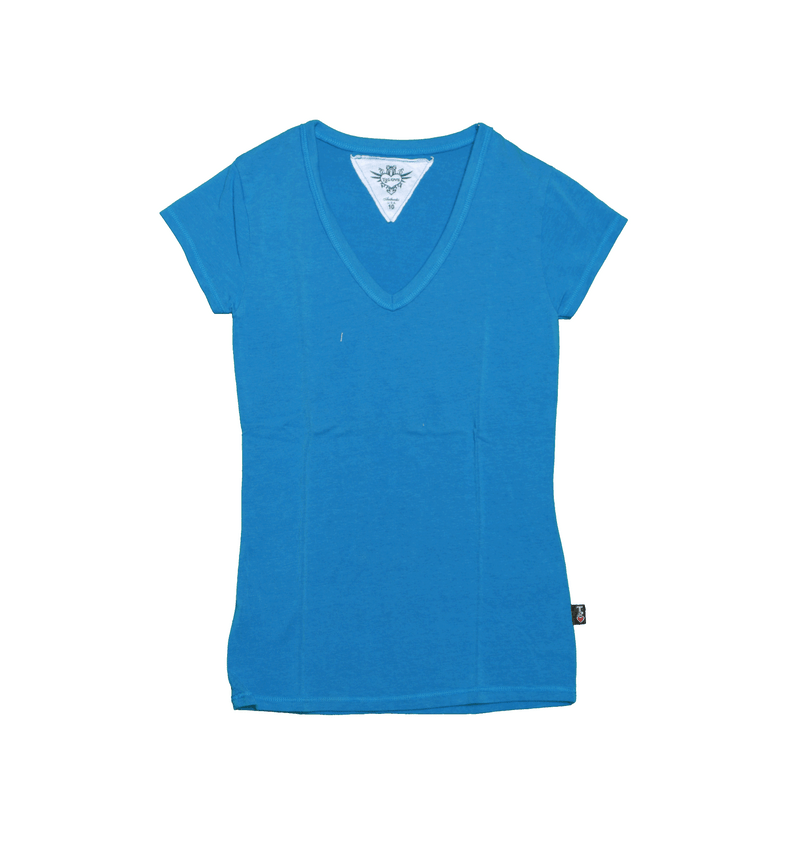 TURQ CAP SLEEVE V-NECK TEE