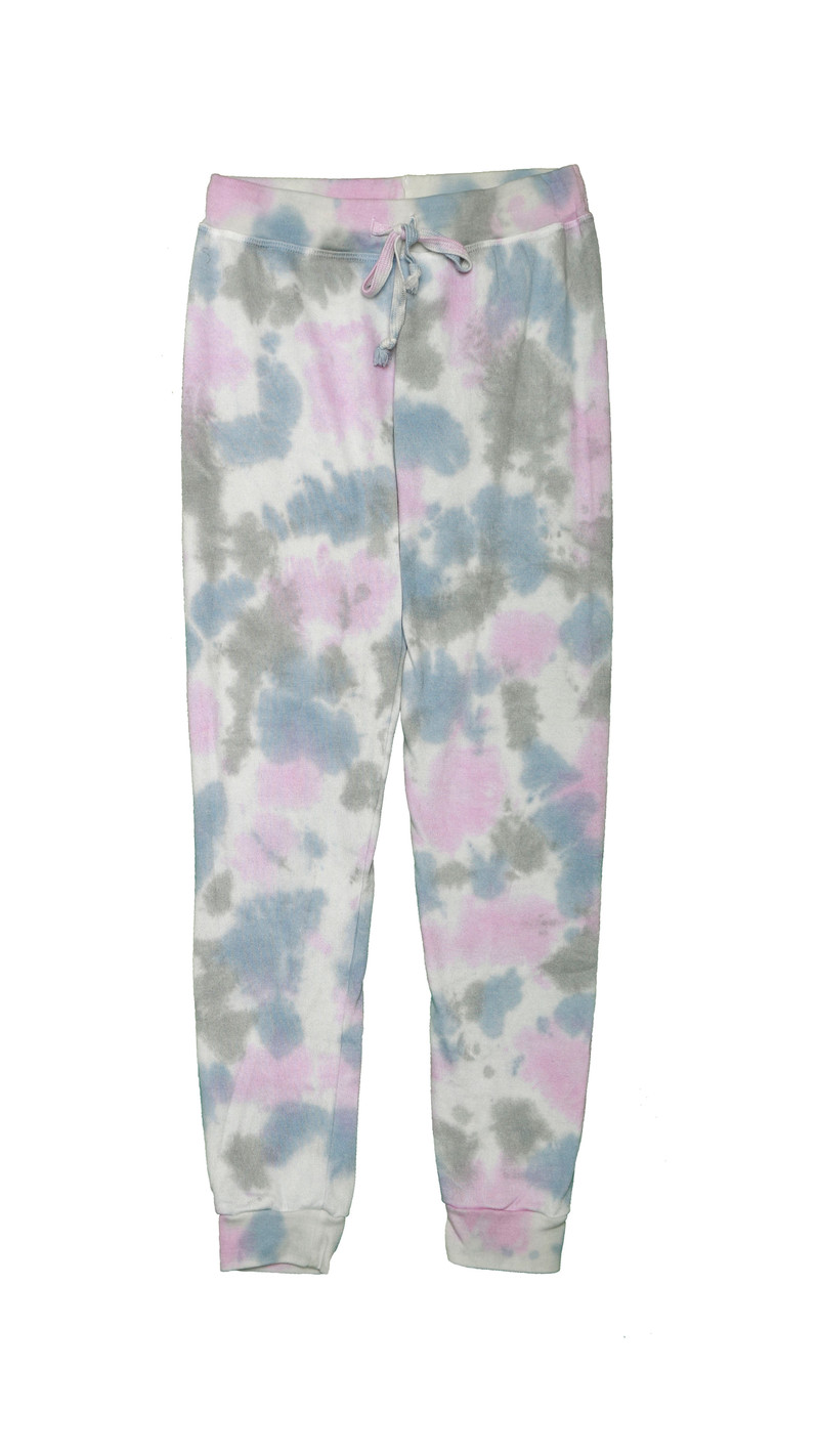 DGP (DENIM GRAY PINK) TIE DYE CUFFED SWEATPANTS WITH BACK POCKET