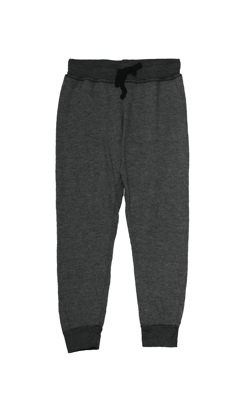 BLACK HEATHER CUFFED SWEAT PANTS WITH BACK POCKET