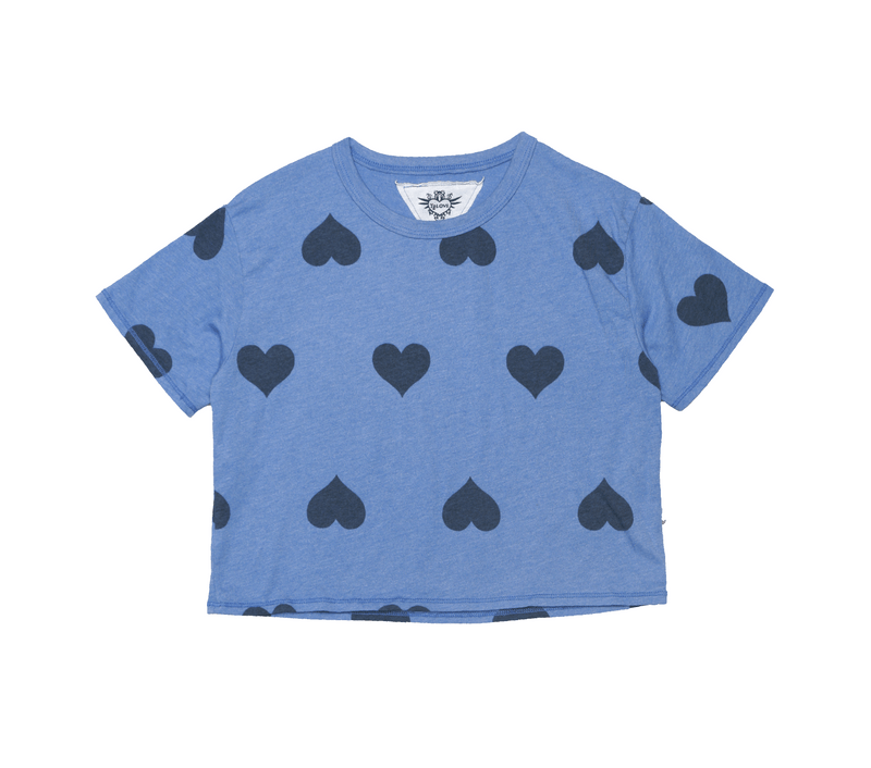 RIVER BLUE BLACK HEARTS JERSEY PRINT SHORT SLEEVE BOXY TEE